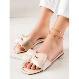 Seastar Beige slippers with a bow 2