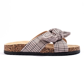 W. Potocki Casual slippers with a bow beige 2