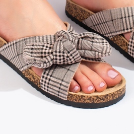 W. Potocki Casual slippers with a bow beige 1