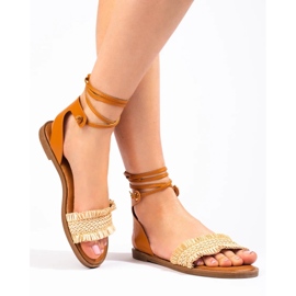 Tied sandals beige 1
