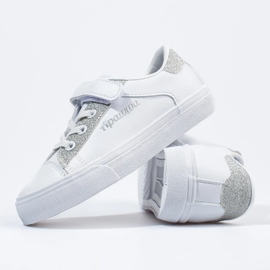 White children's sneakers with silver glitter 2