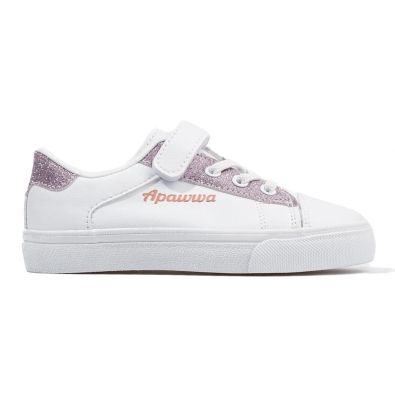 White children's sneakers with pink glitter 1 White children's sneakers with pink glitter 1