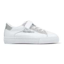 White children's sneakers with silver glitter 2