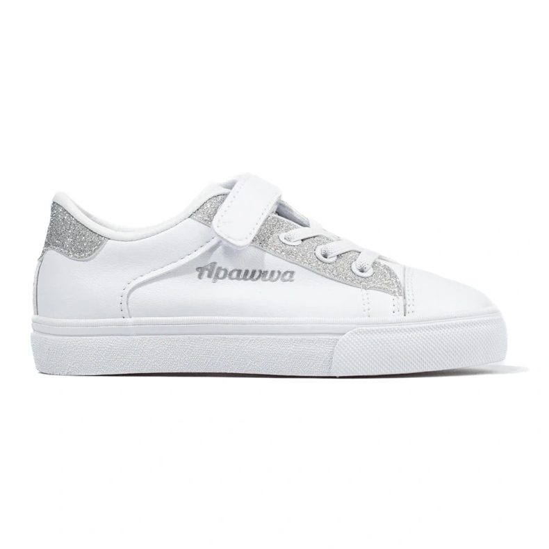 White children's sneakers with silver glitter 2