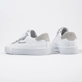 White children's sneakers with silver glitter 1