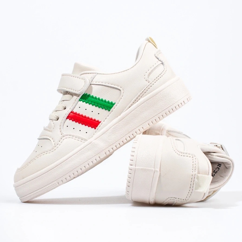 Children's white sneakers with straps 1
