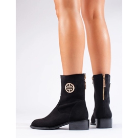 Women's black suede high boots 1