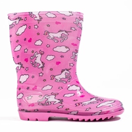 Girls' high rubber boots with a pink pattern 1