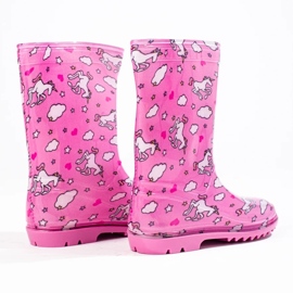 Girls' high rubber boots with a pink pattern 2