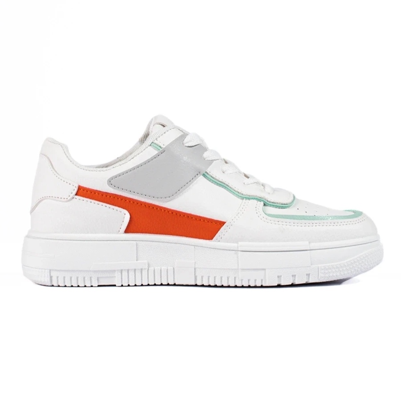 Women's lace-up sneakers on a platform made of ecological leather, white 2