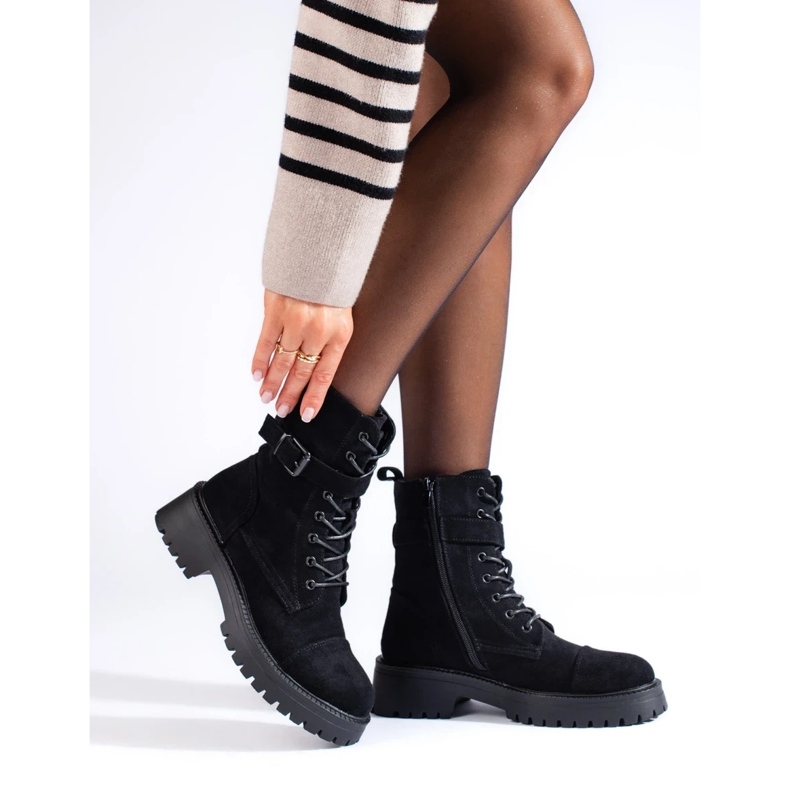 Suede women's baggies with a buckle black 2 Suede women's baggies with a buckle black 2