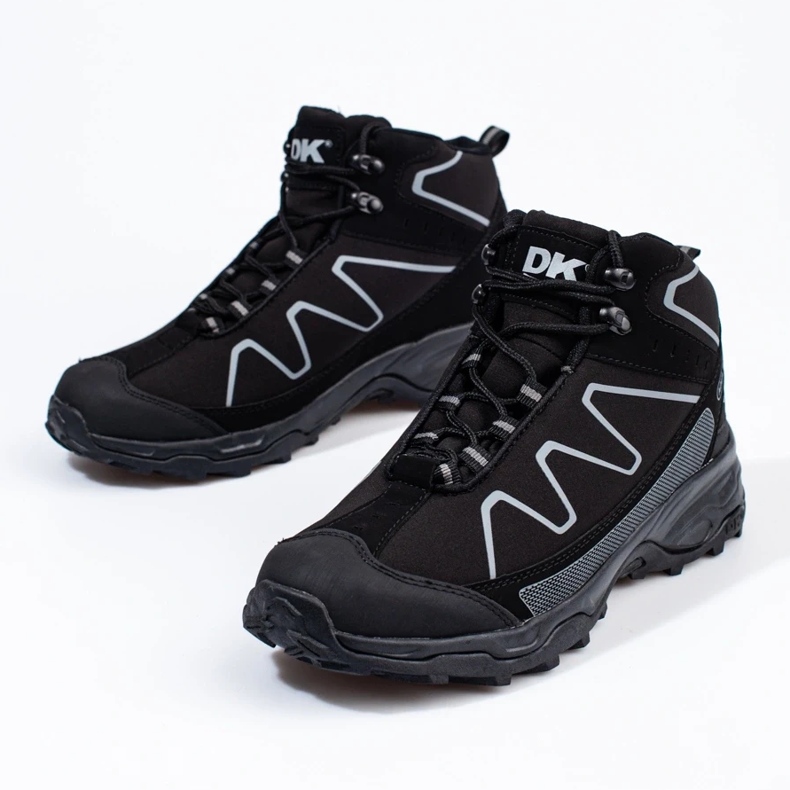 High lace-up men's trekking shoes DK black 2