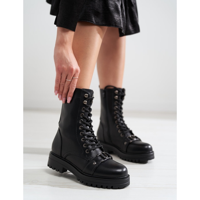 Women's high-top work boots black 1