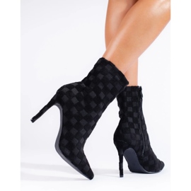 High, fitted women's ankle boots with a stiletto heel black 1