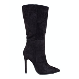 Women's black high heel boots 1