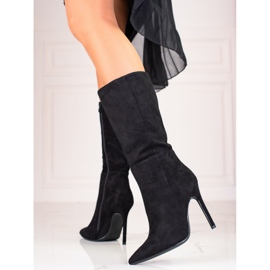 Women's black high heel boots 2