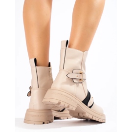 Beige women's work boots with protector 1