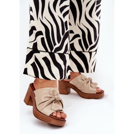Women's flip flops on the eco -leather post beige 2