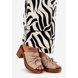 Women's flip flops on the eco -leather post beige 1