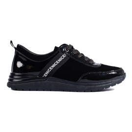 Black sports shoes made of natural leather 2