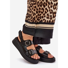 Women's sandals on platform and wedges with black buckles 1