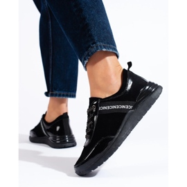 Black sports shoes made of natural leather 1