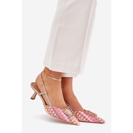 High heels with an ornament and an outdated champagne heel multicolored 1