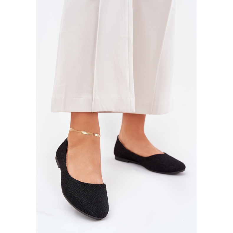 Flat women's ballerinas with black glitter 2
