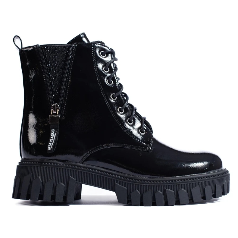 Women's lace-up ankle boots with a decorative upper black 2