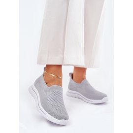Women's gray slipped material sneakers grey 2