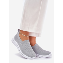 Women's gray slipped material sneakers grey 1