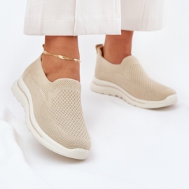 Women's beige slipped material sneakers 2