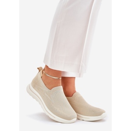 Women's beige slipped material sneakers 1