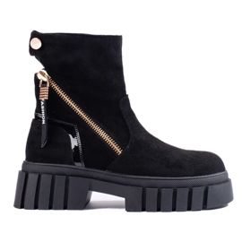 Women's suede ankle boots on the platform black 2 Women's suede ankle boots on the platform black 2