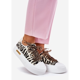 Women's sneakers with decorative lacing black and beige 1