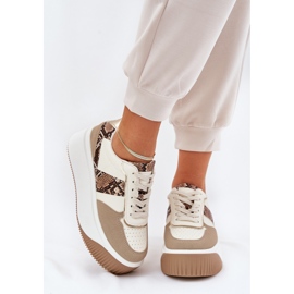 Women's sneakers on a massive platform, animal pattern beige 2
