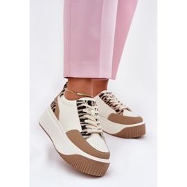 Women's sneakers on a massive platform beige zebra 2