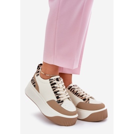 Women's sneakers on a massive platform beige zebra 1