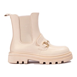 Beige women's platform boots 2