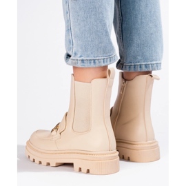 Beige women's platform boots 1