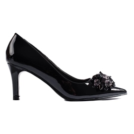 Black women's high heels with decorations 1
