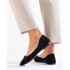 Women's suede ballet flats black 2