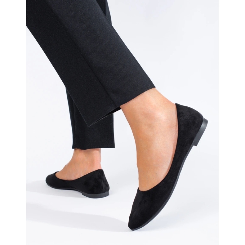 Comfortable suede ballerinas black 1