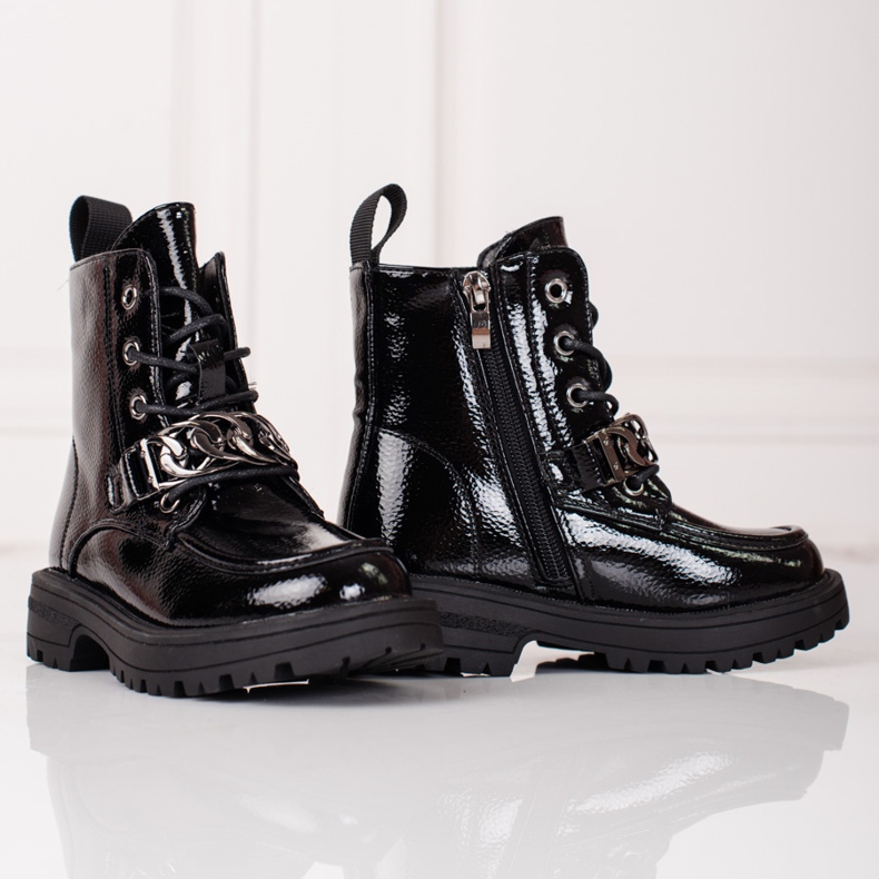 Black lace-up boots for girls 2