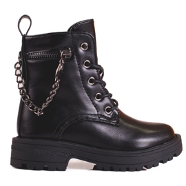 Girls' black boots with a chain 1