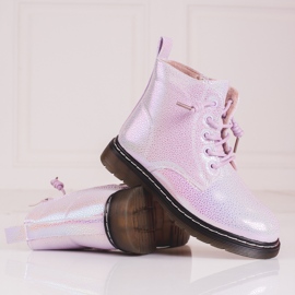 Girls' pink glossy boots 2