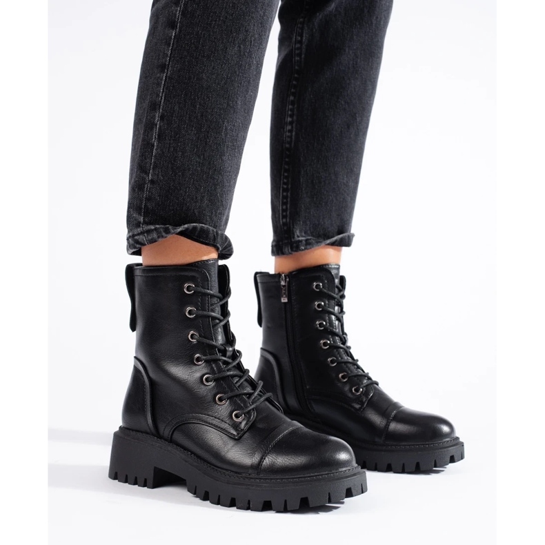 Black women's eco-leather workers' boots 1