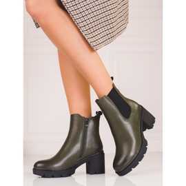 Women's Chelsea boots with a heel, green 2