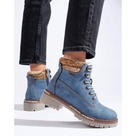 Women's blue eco-leather hiking boots 1