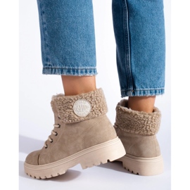 Women's hiking boots with sheepskin beige 1 Women's hiking boots with sheepskin beige 1